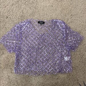 Purple Sequin Crop Top